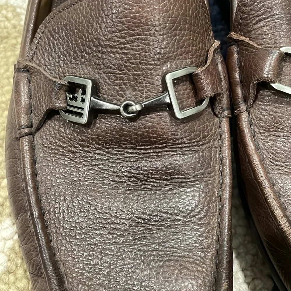 Peter Millar Mens 9.5M Horse Bit Brown Leather Loafers